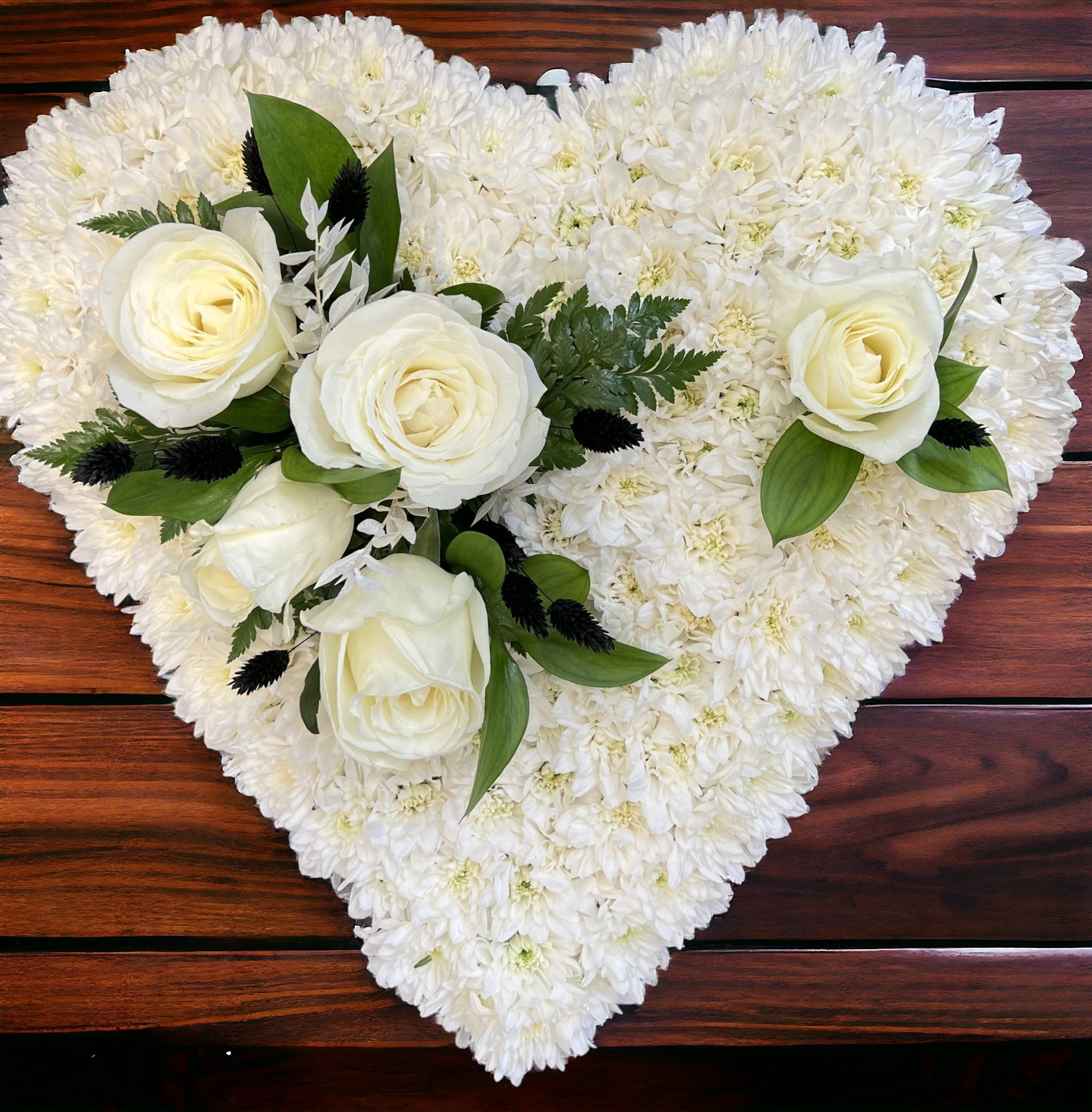 white heart sympathy funeral tribute