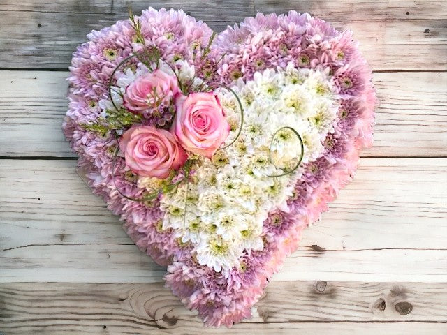 pink and white heart tribute