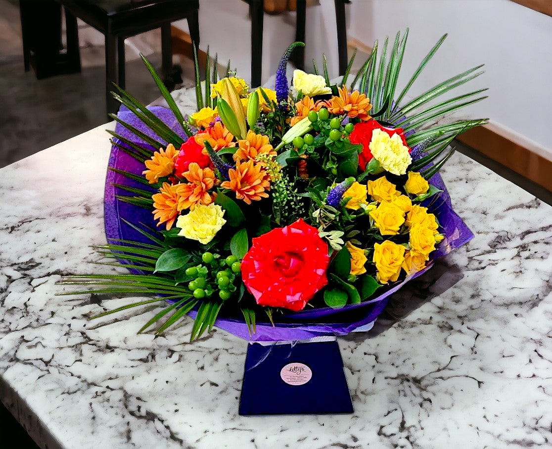bouquet of colourful roses
