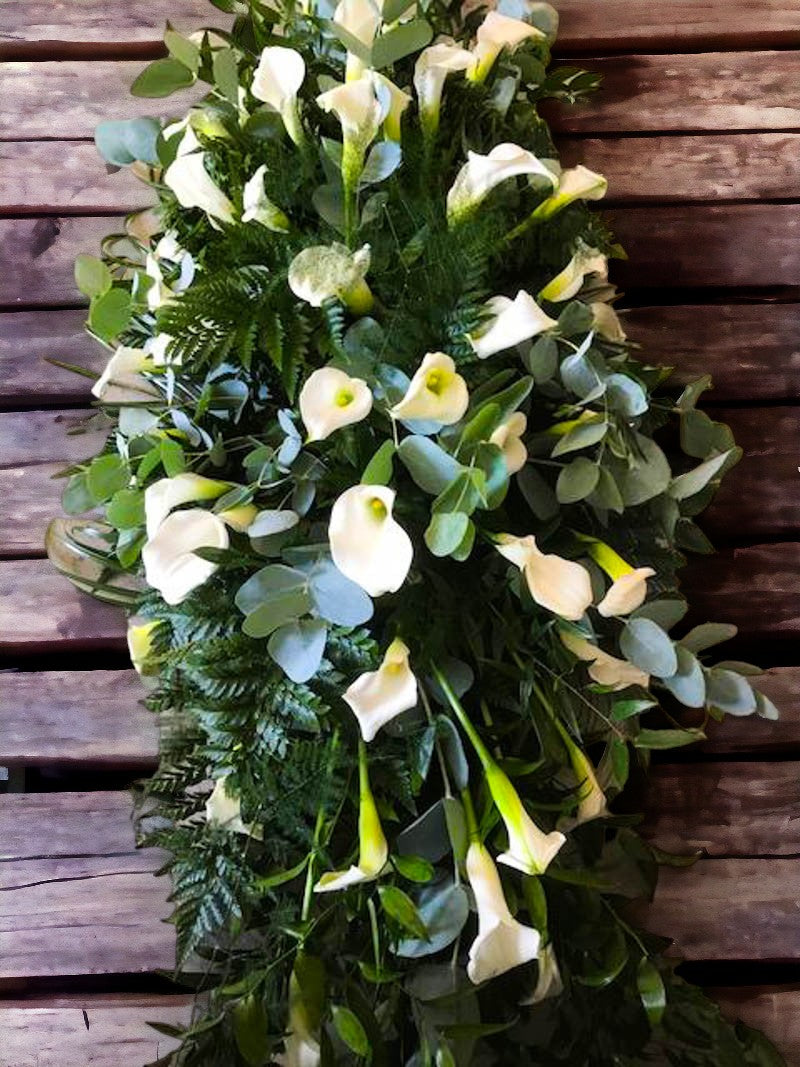 calla lily funeral casket top