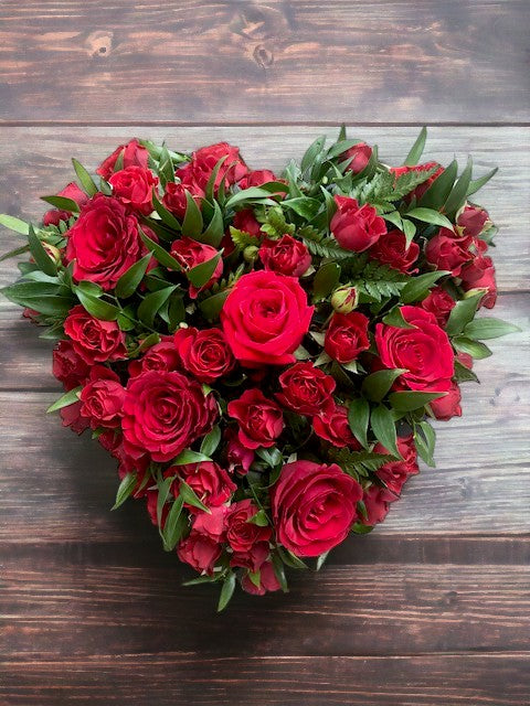 red rose heart funeral tribute