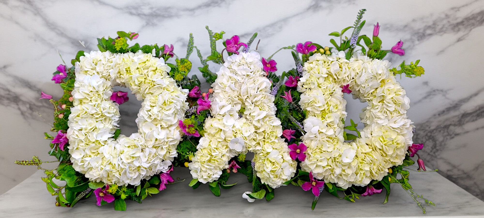 Hydrangea Letters with Beautiful Floral Surround