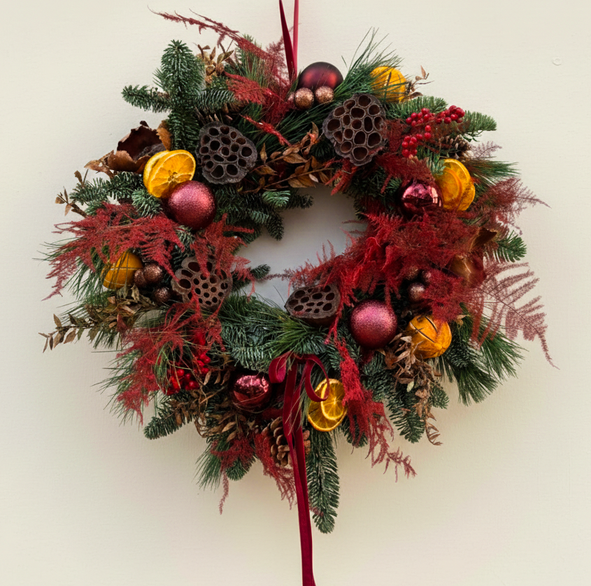 The Scarlett - Whimsical Christmas Wreath
