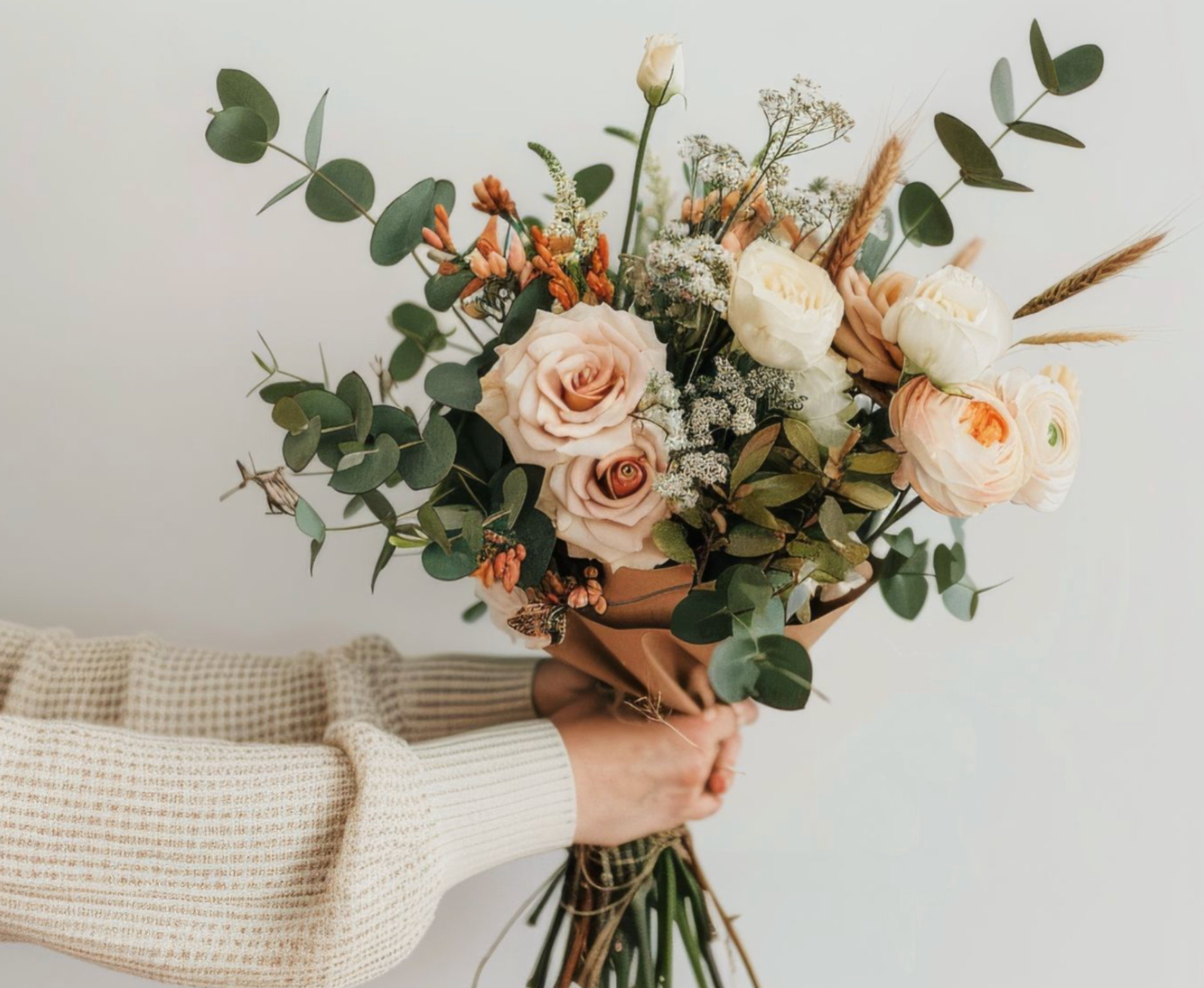 Person holding Lotty's Signature Romance Bouquet