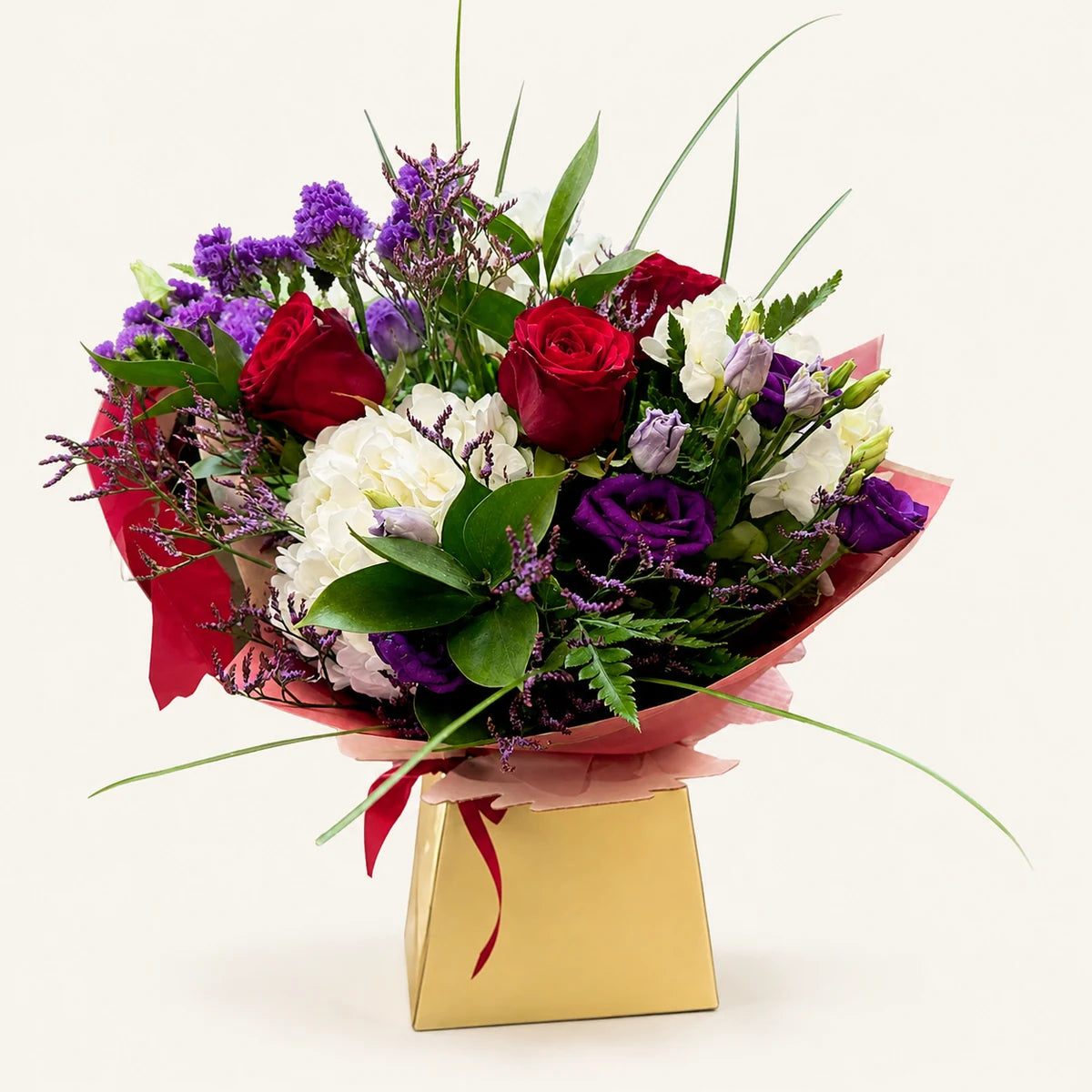 Red rose and purple flower Lotty's Signature Romance Bouquet