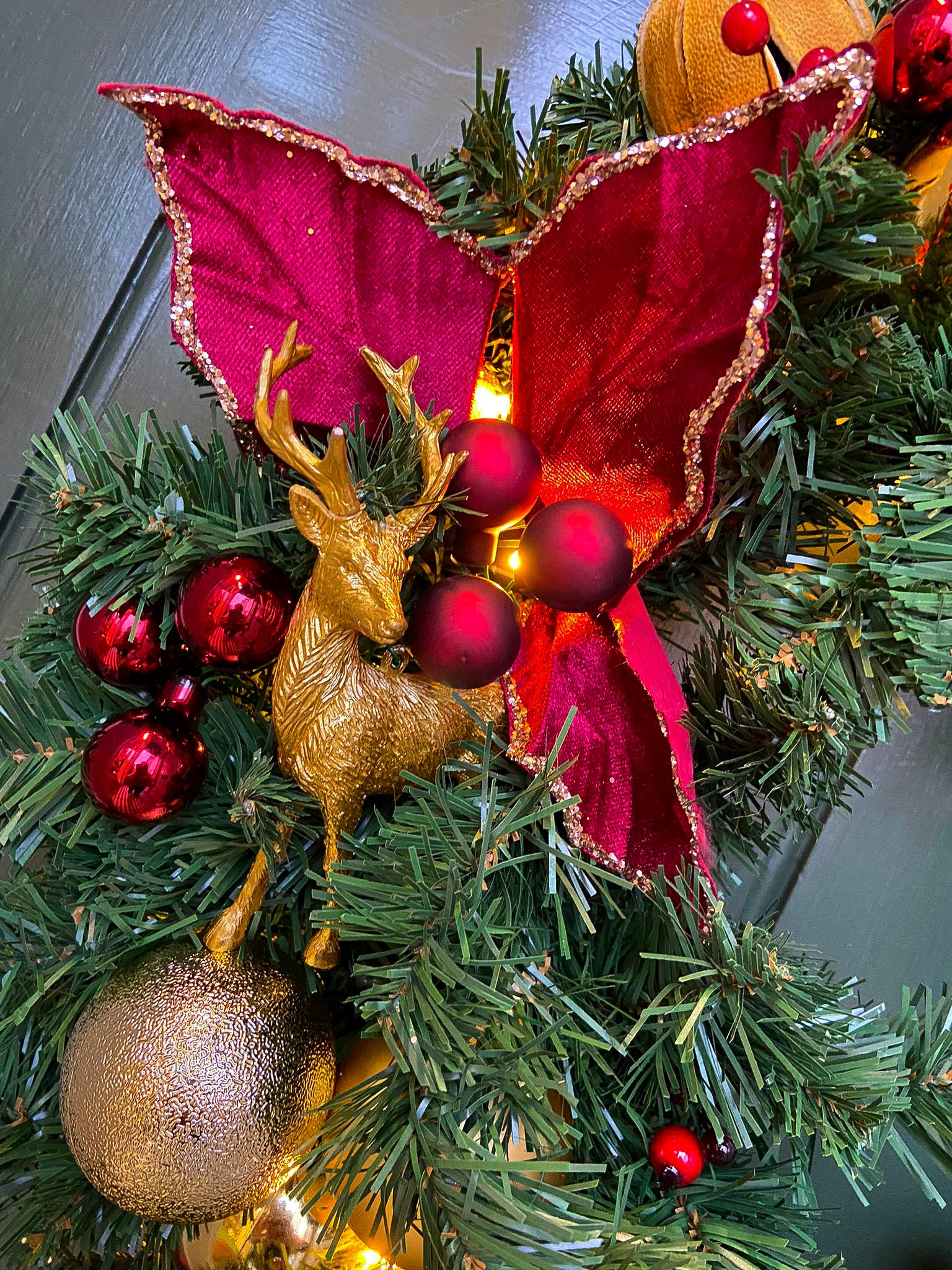 Luxury Reds with dried fruits & Golds Wreath