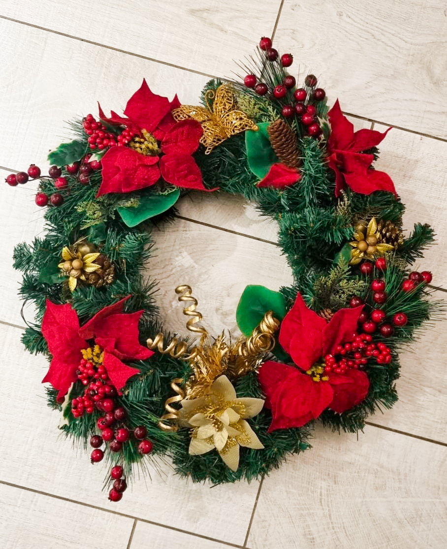 Luxury Reds with dried fruits & Golds Wreath