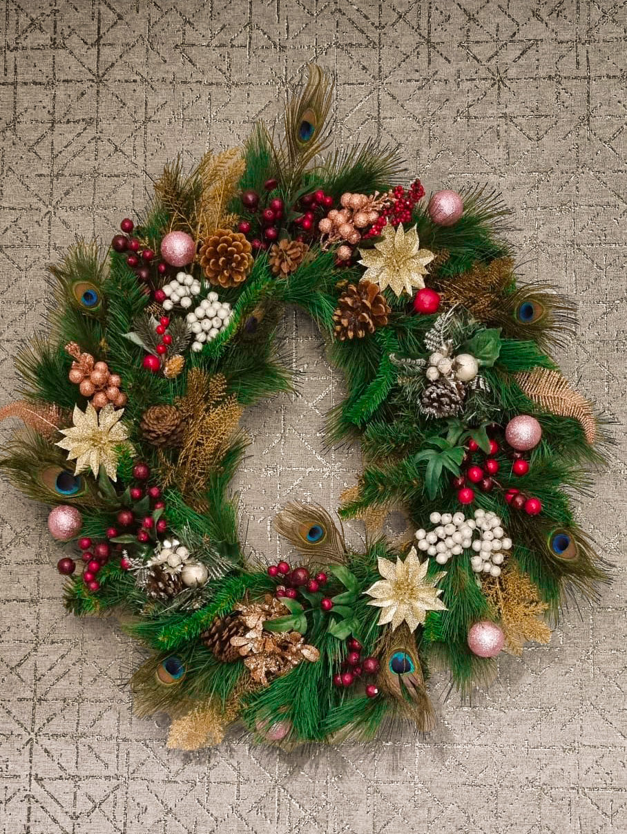 Christmas Peacock Wreath