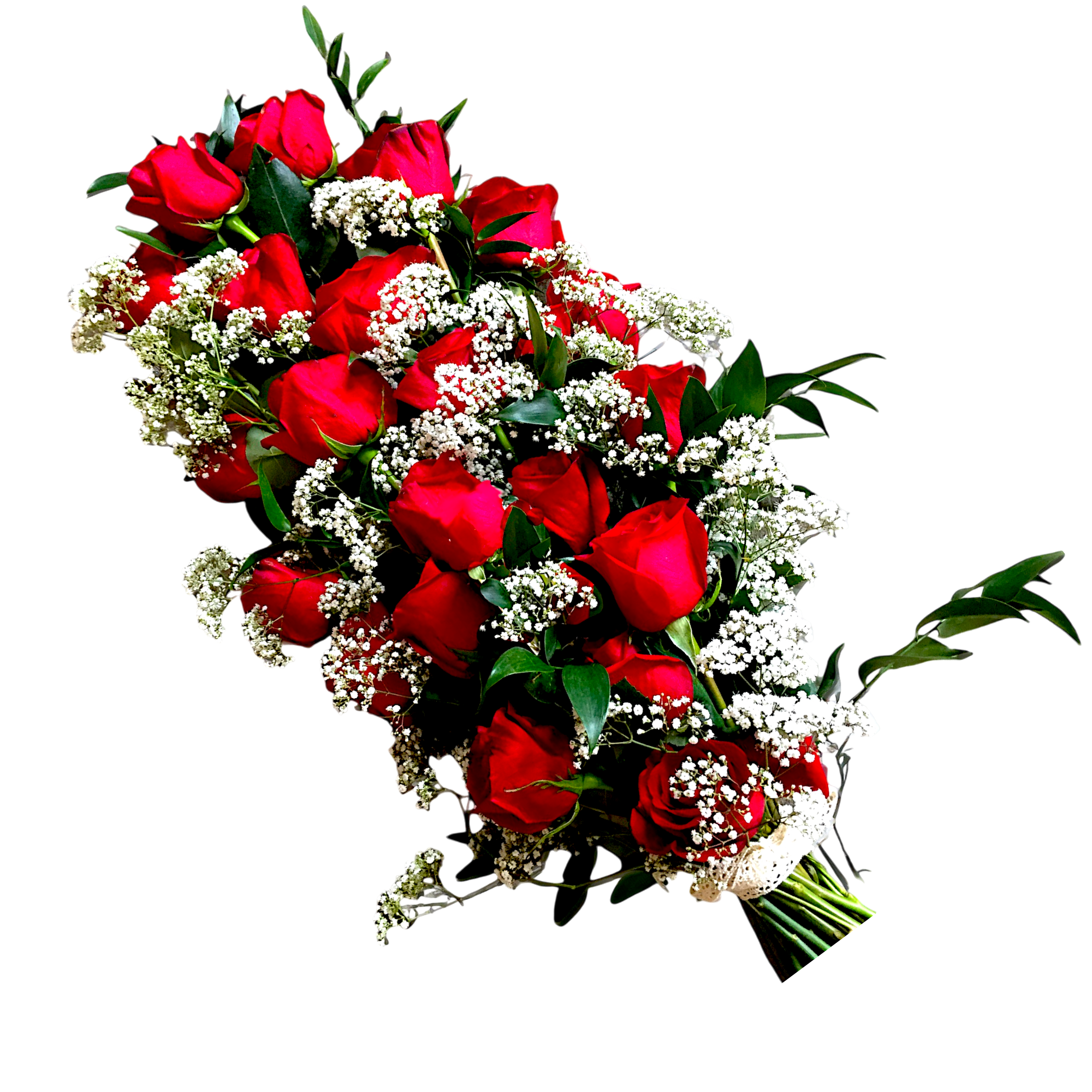 Red Roses & Gypsophila Sheaf