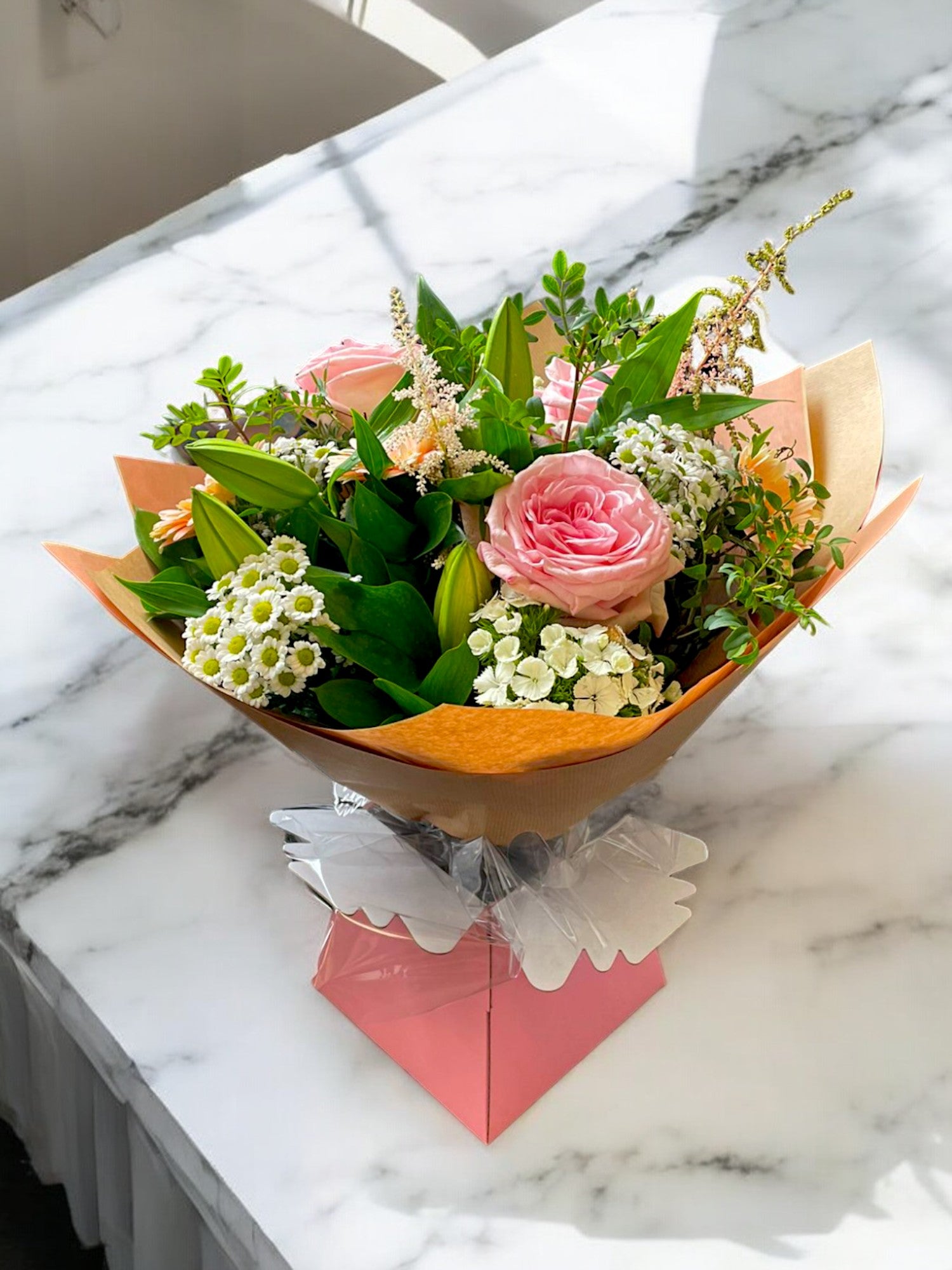 Pink, green and white bouquet