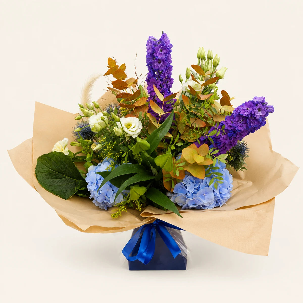 The Lyla-Belle bouquet, front view, photographed on a soft cream background