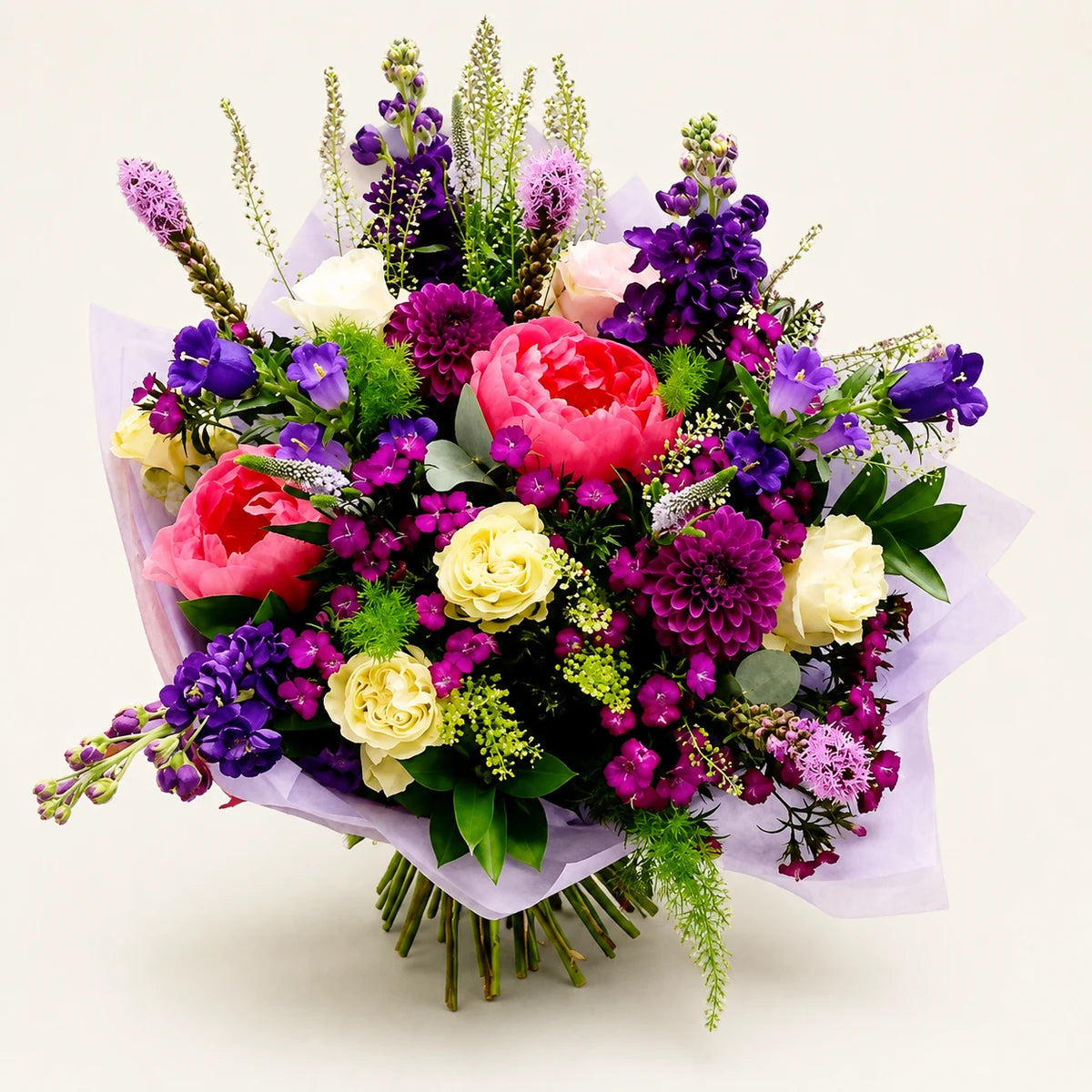 The Showstopper bouquet, detail view, photographed on a soft cream background