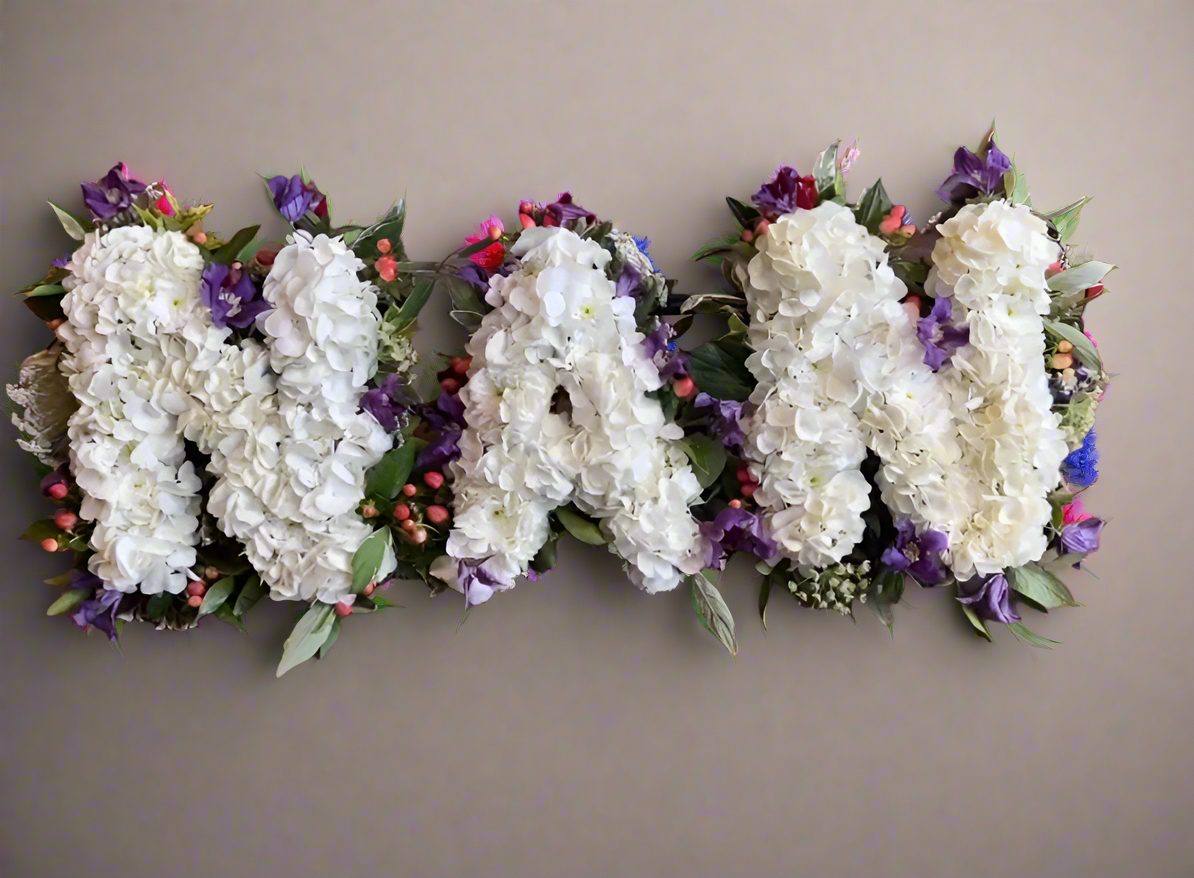 Hydrangea Letters with Beautiful Floral Surround