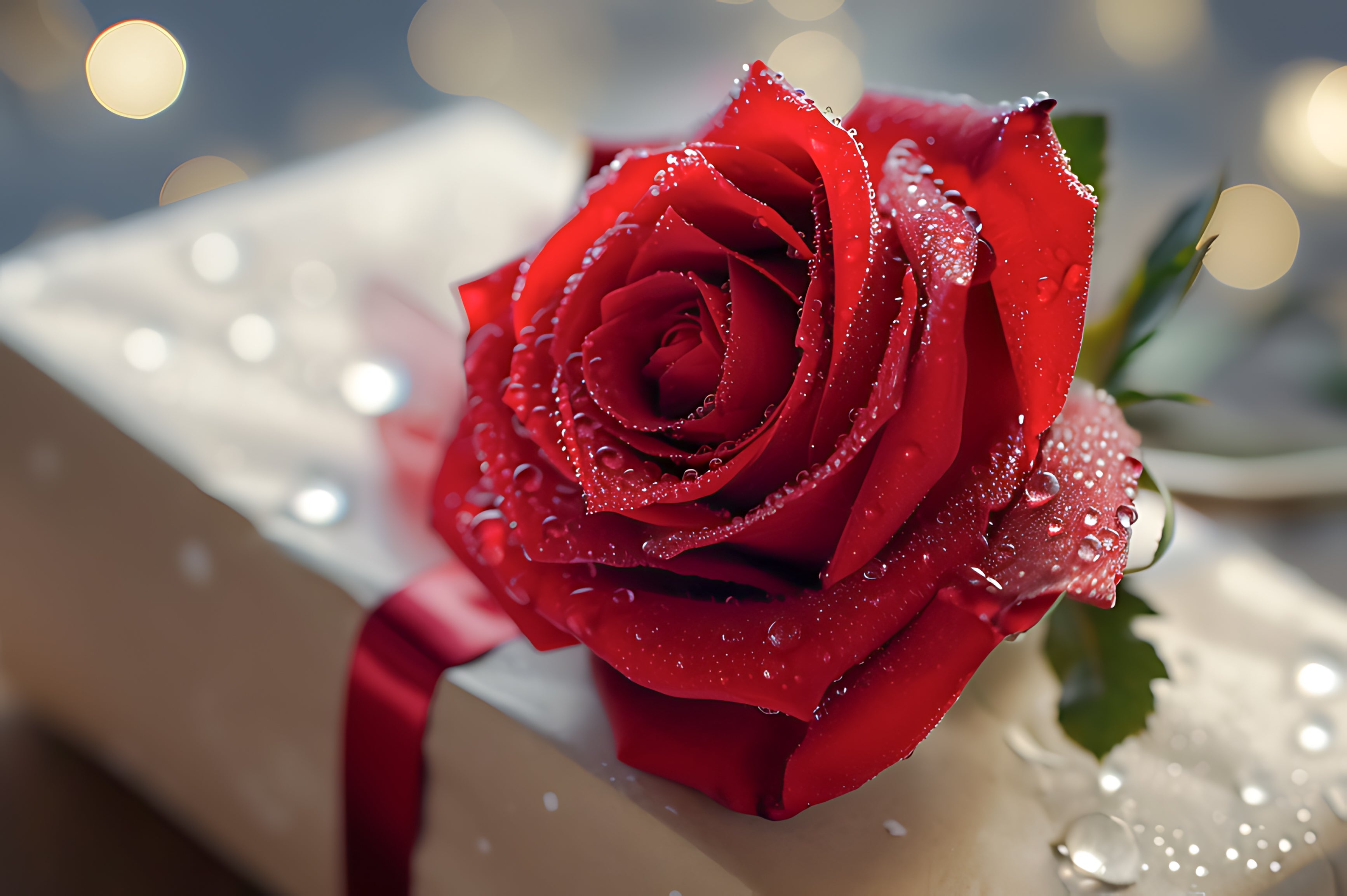 Gift wrapped Single Red Rose