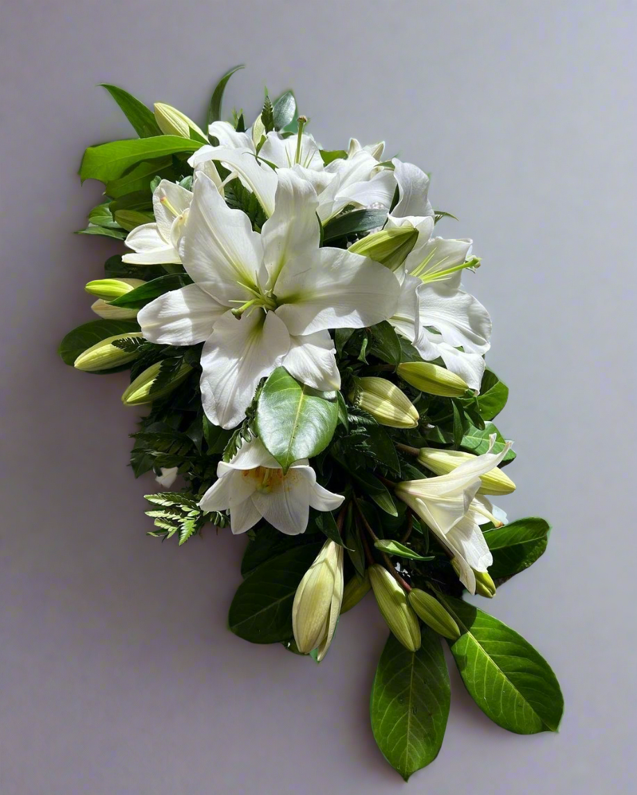 white and green funeral flowers